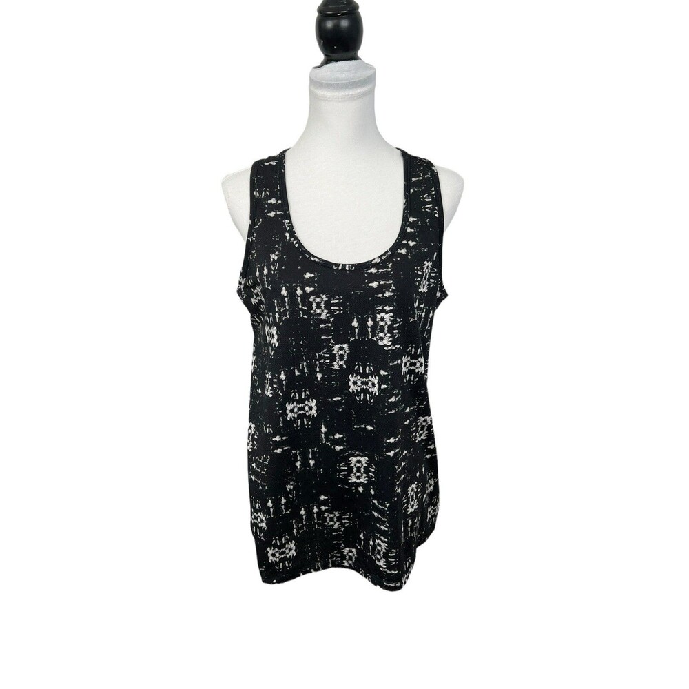 Nola Exercise Workout Top Plus Size 2X Black & White Geometric Print Stretch Top